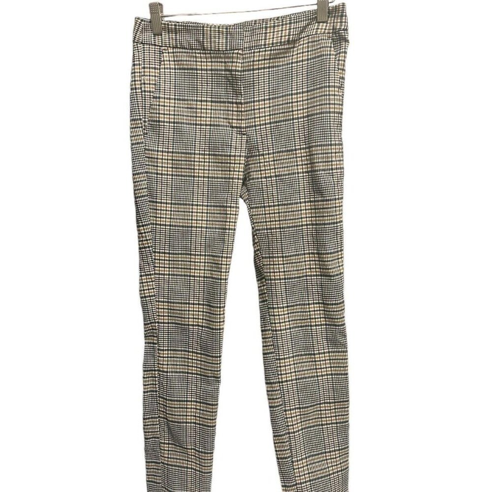 Zara stretch‎ pockets plaid Ankle  pant Women Size M